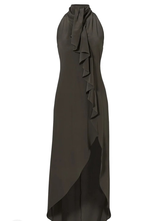 Reformation Dresses & Skirts - Reformation Olive Green Ruffle High-Slit Maxi Dress